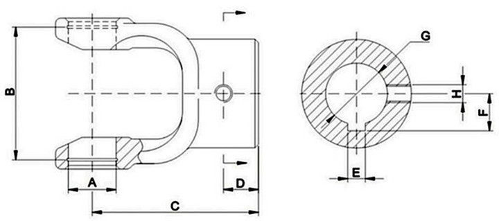 PTO shaft plain bore yoke with keyway and thread hole.jpg